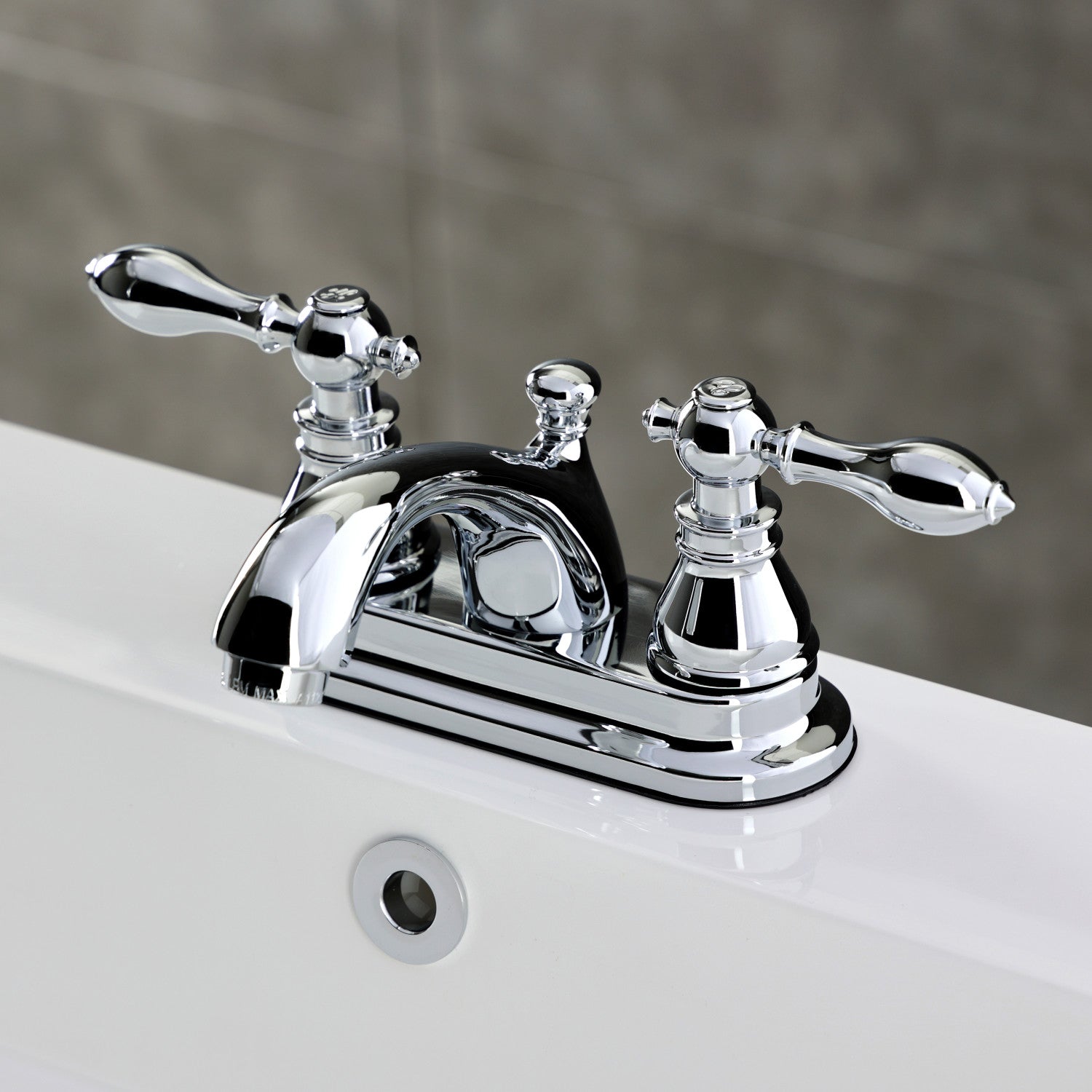 Kingston Heirloom KB2601ACL - American Classic Double-Handle 3-Hole Deck Mount 4-Inch Centerset Bathroom Faucet with Pop-Up Drain, Polished Chrome — thumbnail 2